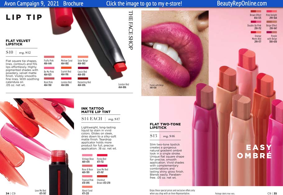 Avon Brochure Flat Velvet Lipstick